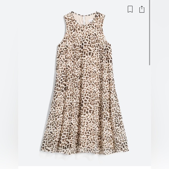 NWT | Calvin Klein | Leopard Print Chiffon Dress | Brown/Cream | Size 4 - Picture 7 of 7